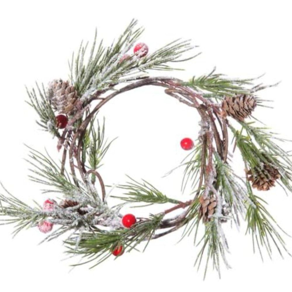 Set of 2 Snowy Pine, Mini Pinecone & Red Berry Coil Garland (2 x 5 ft)